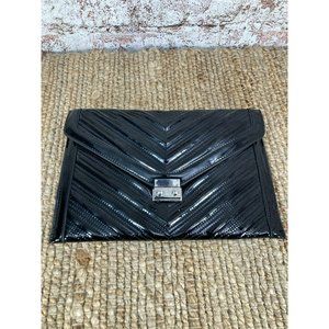 BCBG Black Faux Leather Clutch Wallet Purse Chevron Pattern